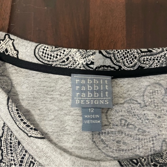 Rabbit Rabbit Rabbit Designs Paisley Print Gray And Black Dress Womens Size 12 - Picture 3 of 7